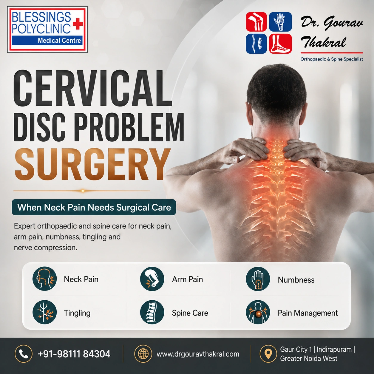 Cervical Disc Problem Surgery in Gaur City: When Neck Pain Needs Surgical Care