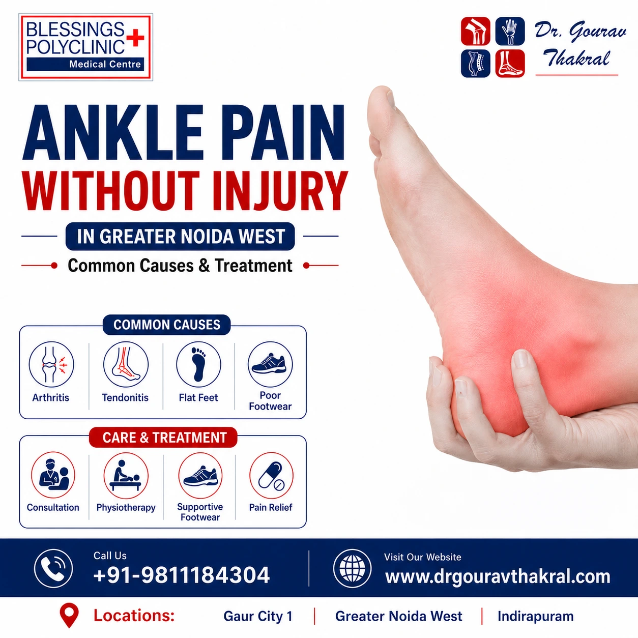 Ankle Pain Without Injury in Greater Noida West: Common Causes and Treatment