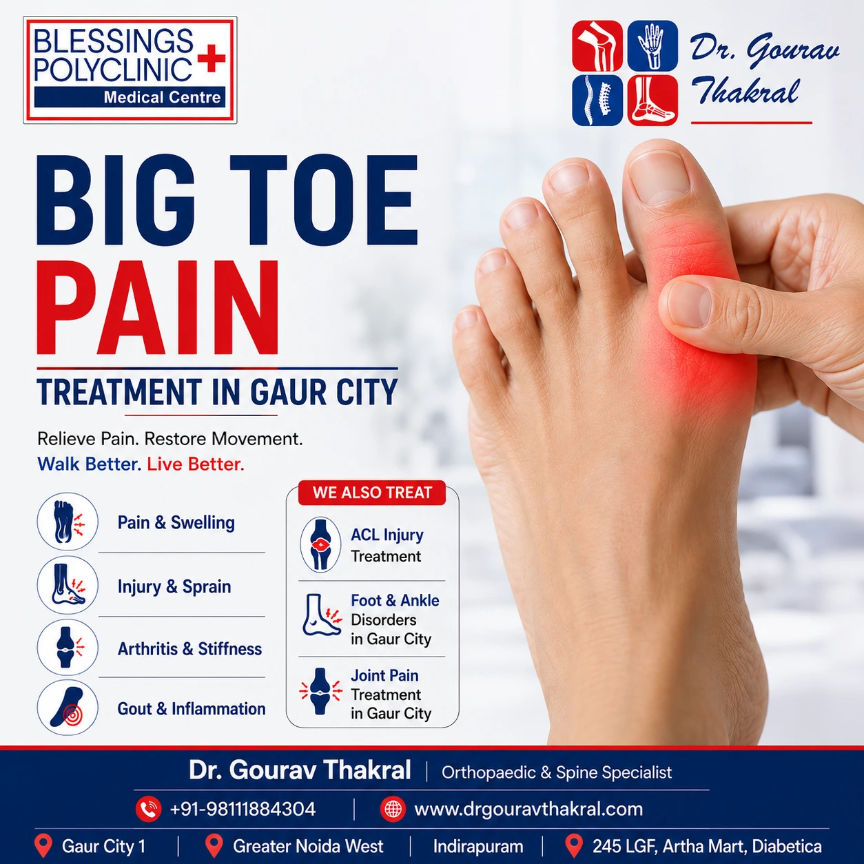 Big Toe Pain Treatment in Gaur City