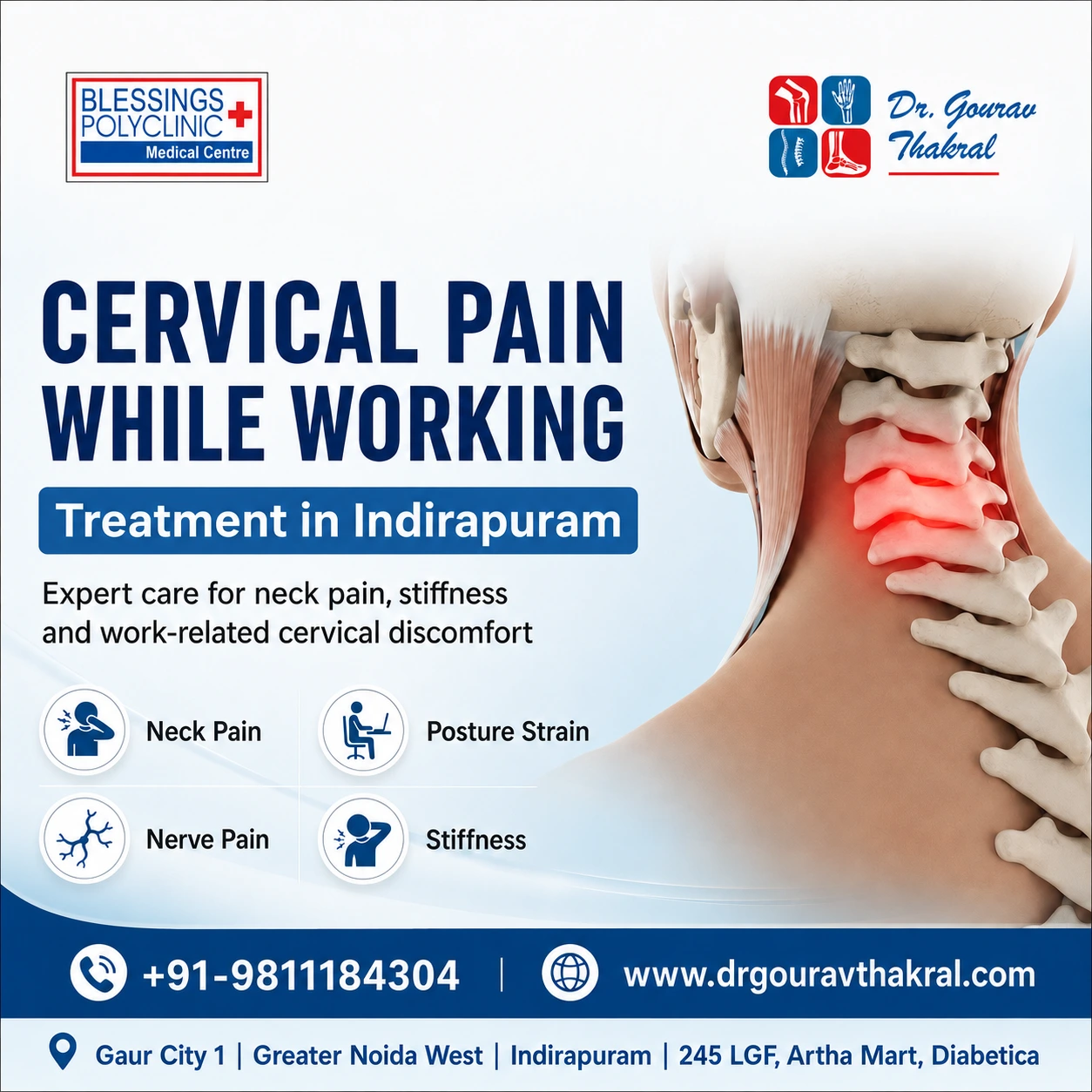 Cervical Pain While Working Treatment in Indirapuram