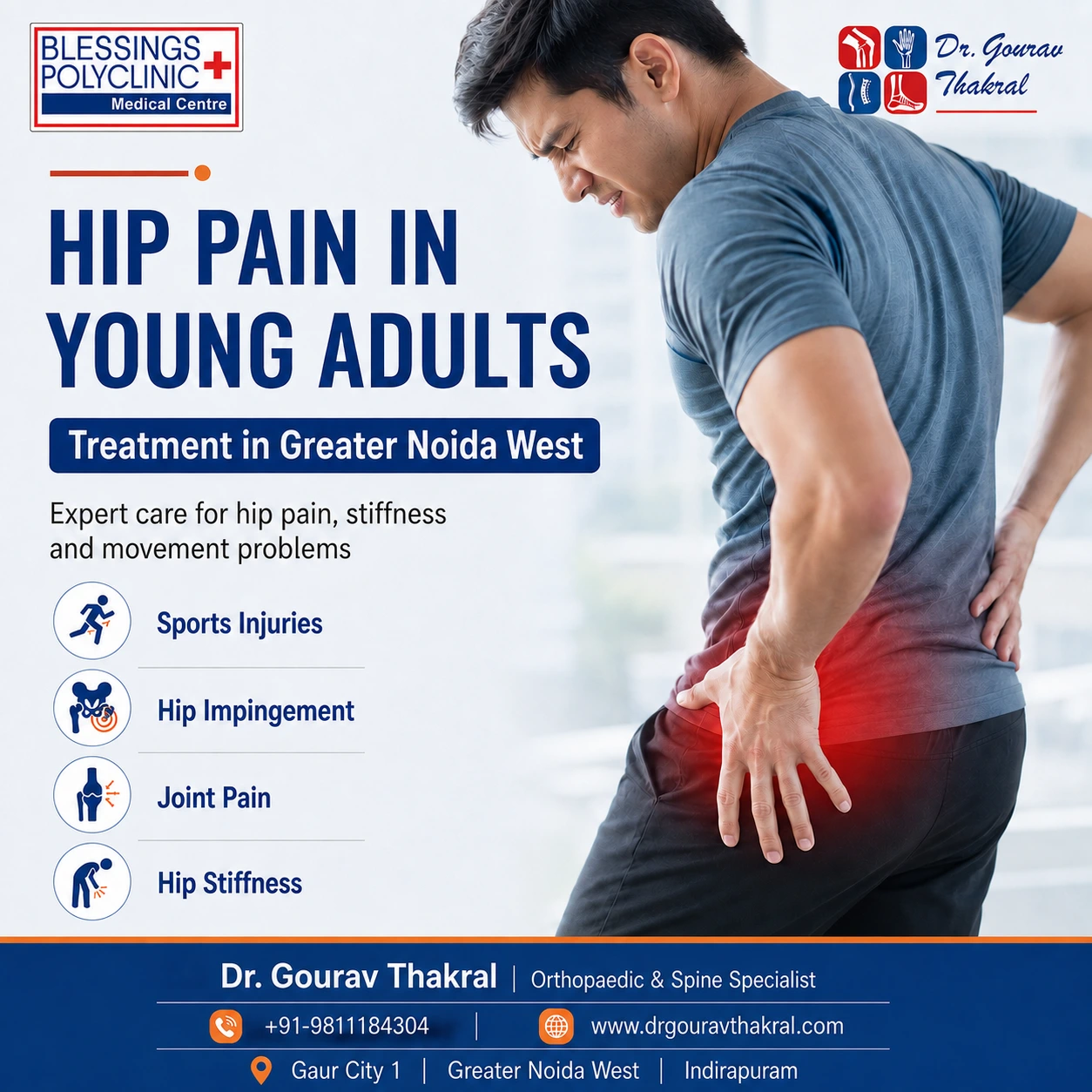 Hip Pain in Young Adults Treatment in Greater Noida West