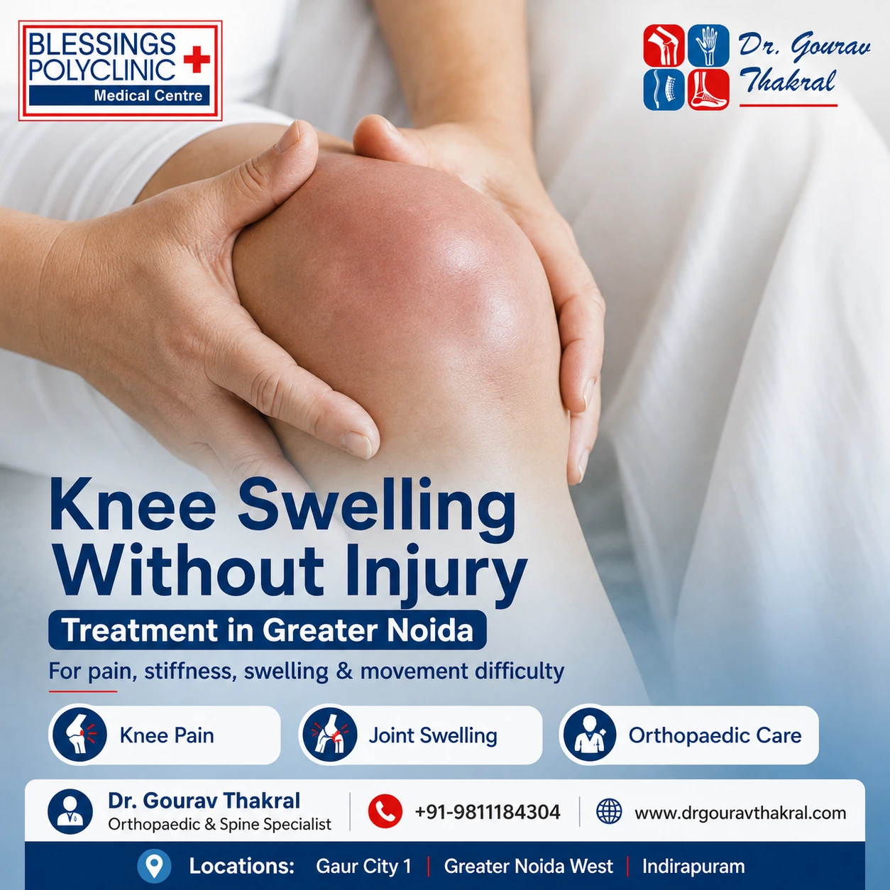 Knee Swelling Without Injury Treatment in Greater Noida