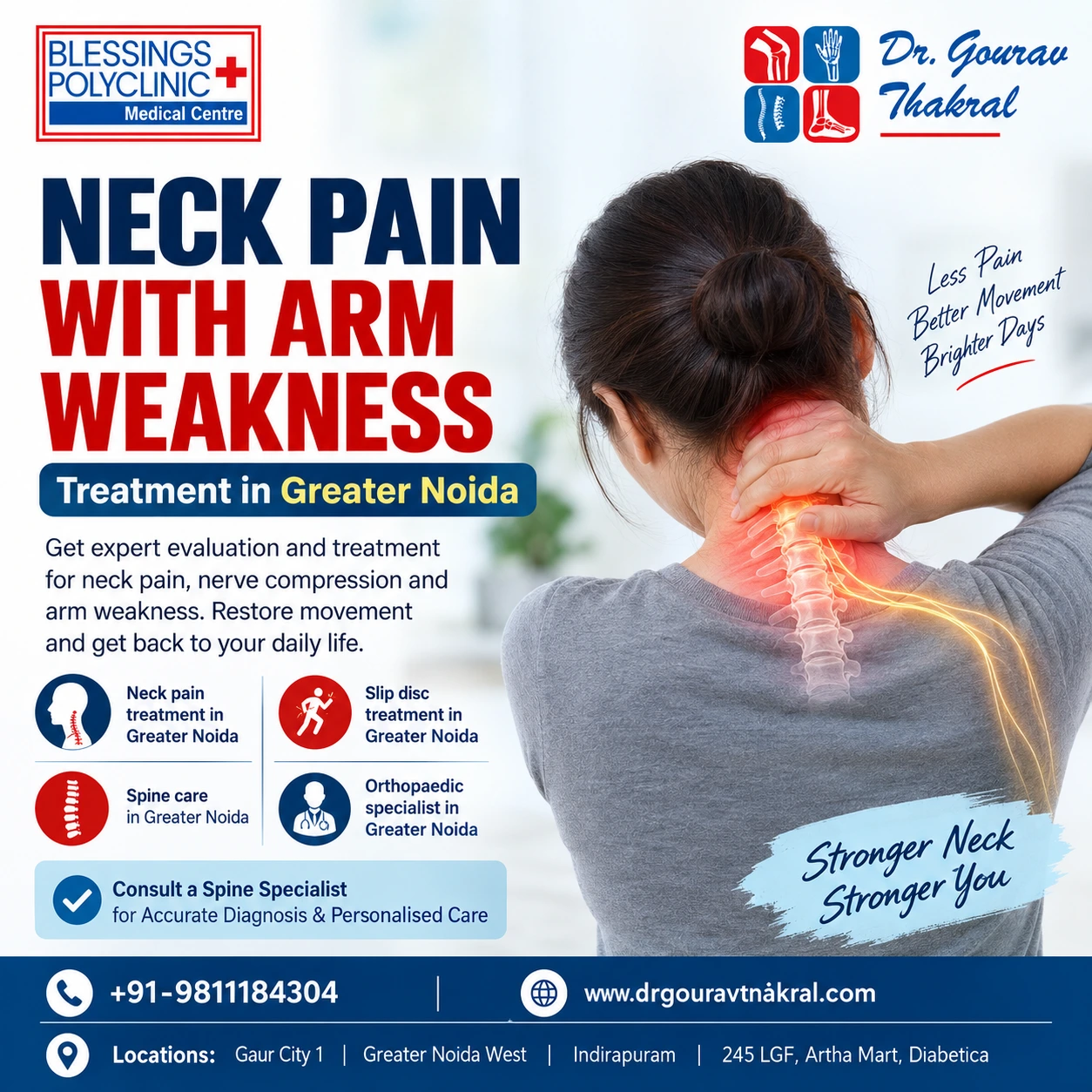 Neck Pain With Arm Weakness Treatment in Greater Noida